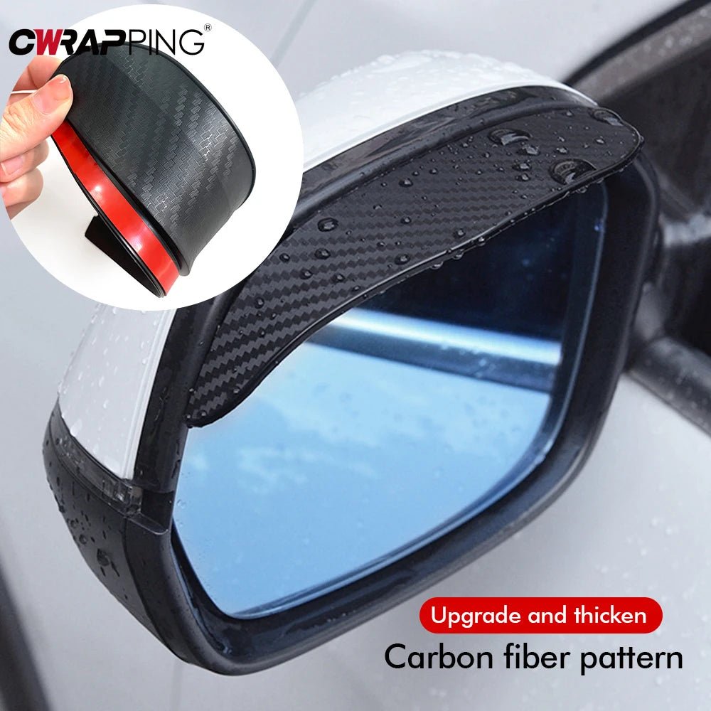 2PCS Car Rearview Mirror Rain Eyebrow Carbon Fiber Sun Visor Shade Cover Protector Clear Vision for Rain Car Mirror Accessories - Zenova