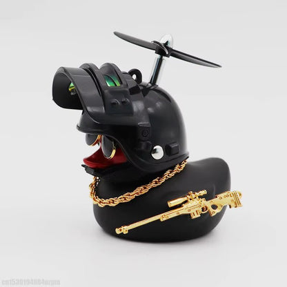 Broken Wind Rubber Duck Motor Accessories Yellow Duck with Helmet Auto Car Accessories Duck in the Car Car Interior Decoration - Zenova
