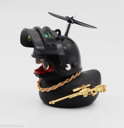 Broken Wind Rubber Duck Motor Accessories Yellow Duck with Helmet Auto Car Accessories Duck in the Car Car Interior Decoration - Zenova