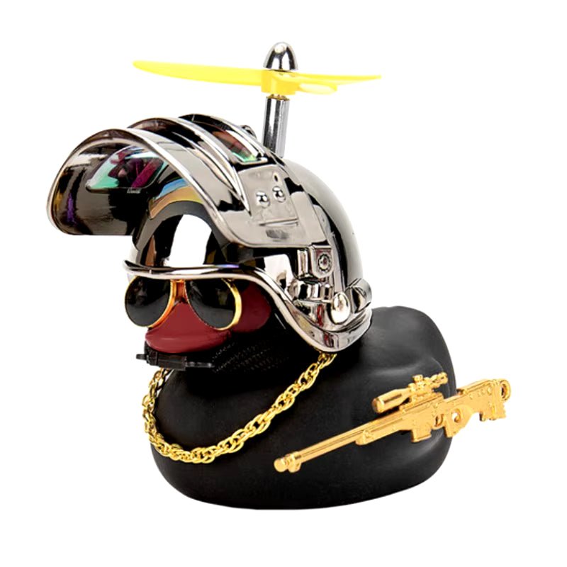 Broken Wind Rubber Duck Motor Accessories Yellow Duck with Helmet Auto Car Accessories Duck in the Car Car Interior Decoration - Zenova