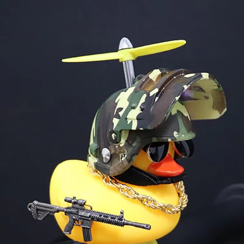 Broken Wind Rubber Duck Motor Accessories Yellow Duck with Helmet Auto Car Accessories Duck in the Car Car Interior Decoration - Zenova