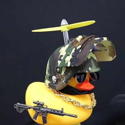 Broken Wind Rubber Duck Motor Accessories Yellow Duck with Helmet Auto Car Accessories Duck in the Car Car Interior Decoration - Zenova