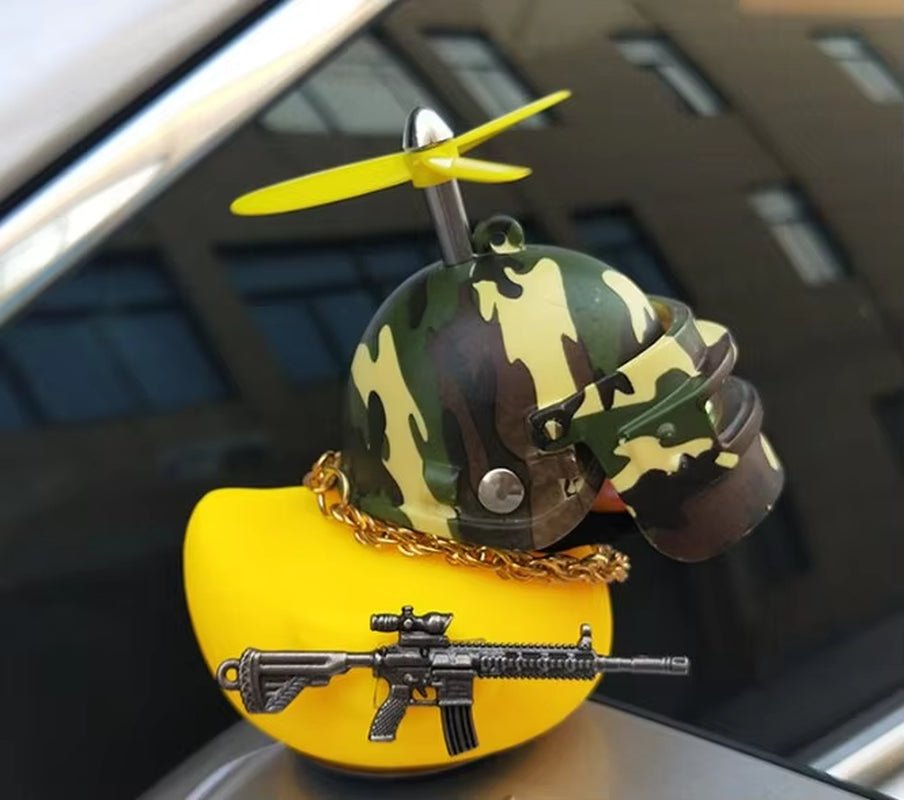 Broken Wind Rubber Duck Motor Accessories Yellow Duck with Helmet Auto Car Accessories Duck in the Car Car Interior Decoration - Zenova