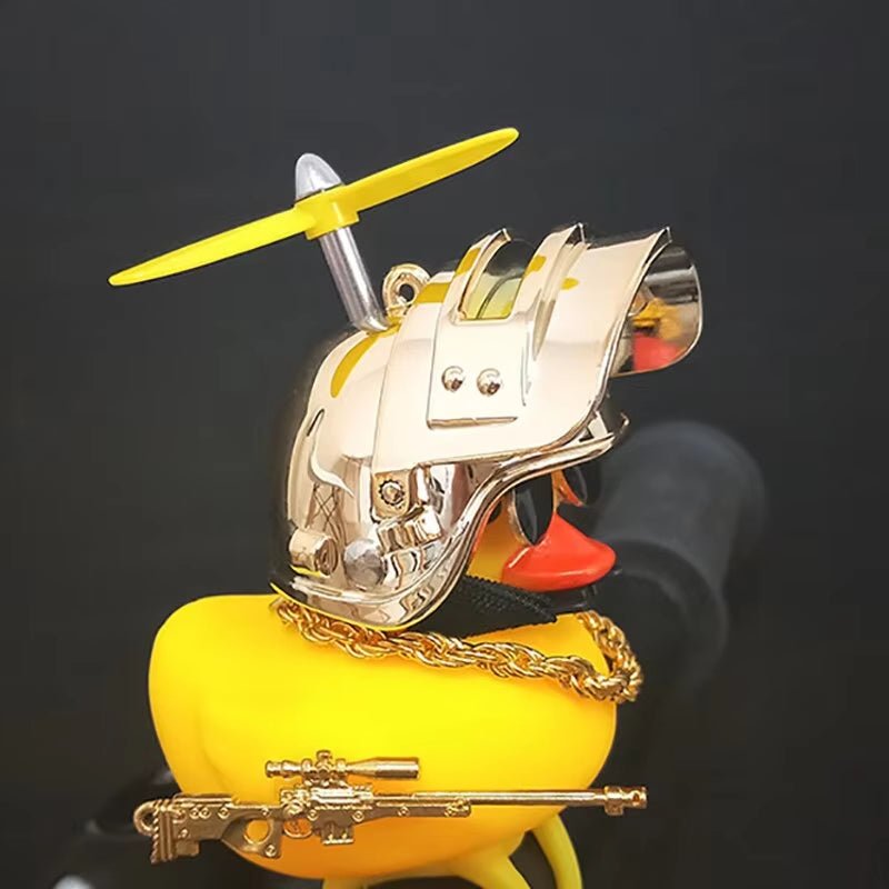 Broken Wind Rubber Duck Motor Accessories Yellow Duck with Helmet Auto Car Accessories Duck in the Car Car Interior Decoration - Zenova