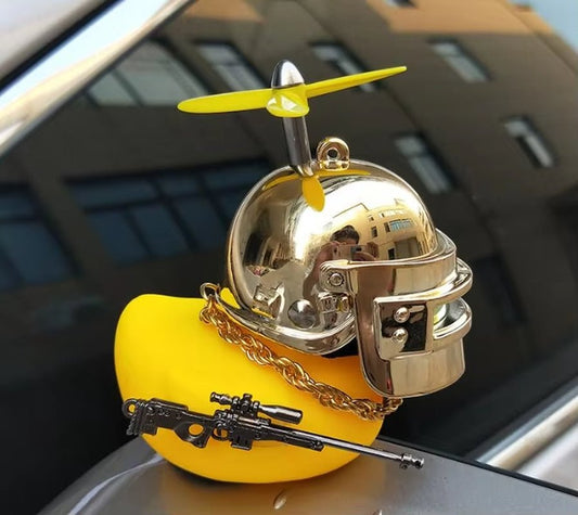 Broken Wind Rubber Duck Motor Accessories Yellow Duck with Helmet Auto Car Accessories Duck in the Car Car Interior Decoration - Zenova