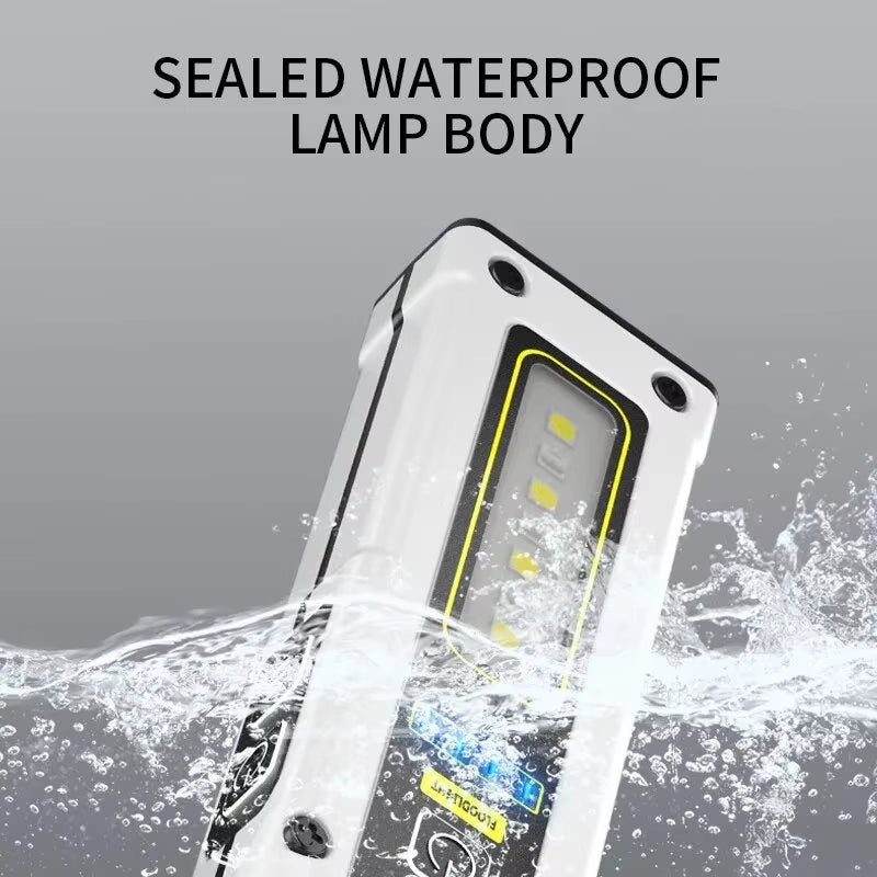 NEW Design Super Bright LED Source Work Lamp with Magnet Alarm SOS Key Chain Power Bank Waterproof Emergency Flashlight - Zenova