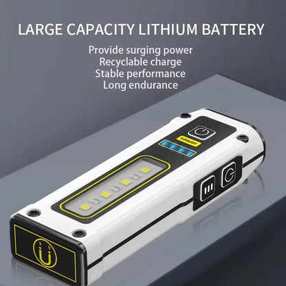 NEW Design Super Bright LED Source Work Lamp with Magnet Alarm SOS Key Chain Power Bank Waterproof Emergency Flashlight - Zenova