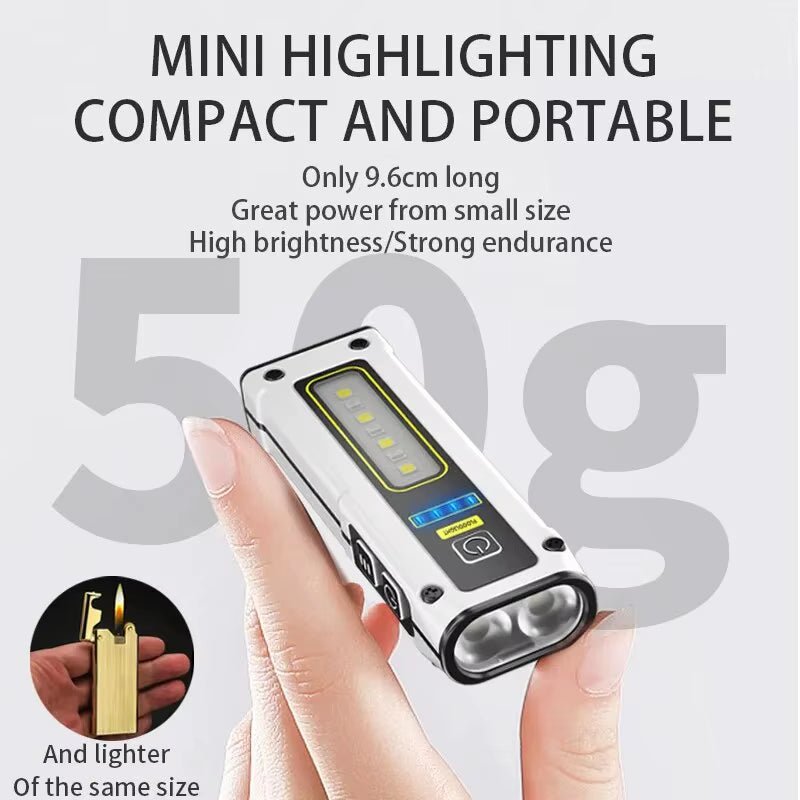 NEW Design Super Bright LED Source Work Lamp with Magnet Alarm SOS Key Chain Power Bank Waterproof Emergency Flashlight - Zenova