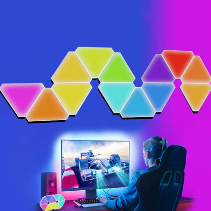 RGB WIFI APP Bluetooth LED Triangle Indoor Atmosphere Wall Lamps for Computer Game Bedroom Decoration DIY Quantum Night Light - Zenova