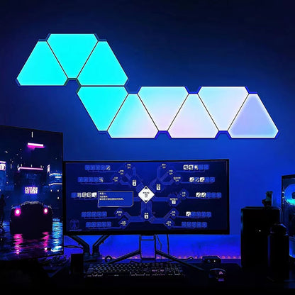RGB WIFI APP Bluetooth LED Triangle Indoor Atmosphere Wall Lamps for Computer Game Bedroom Decoration DIY Quantum Night Light - Zenova