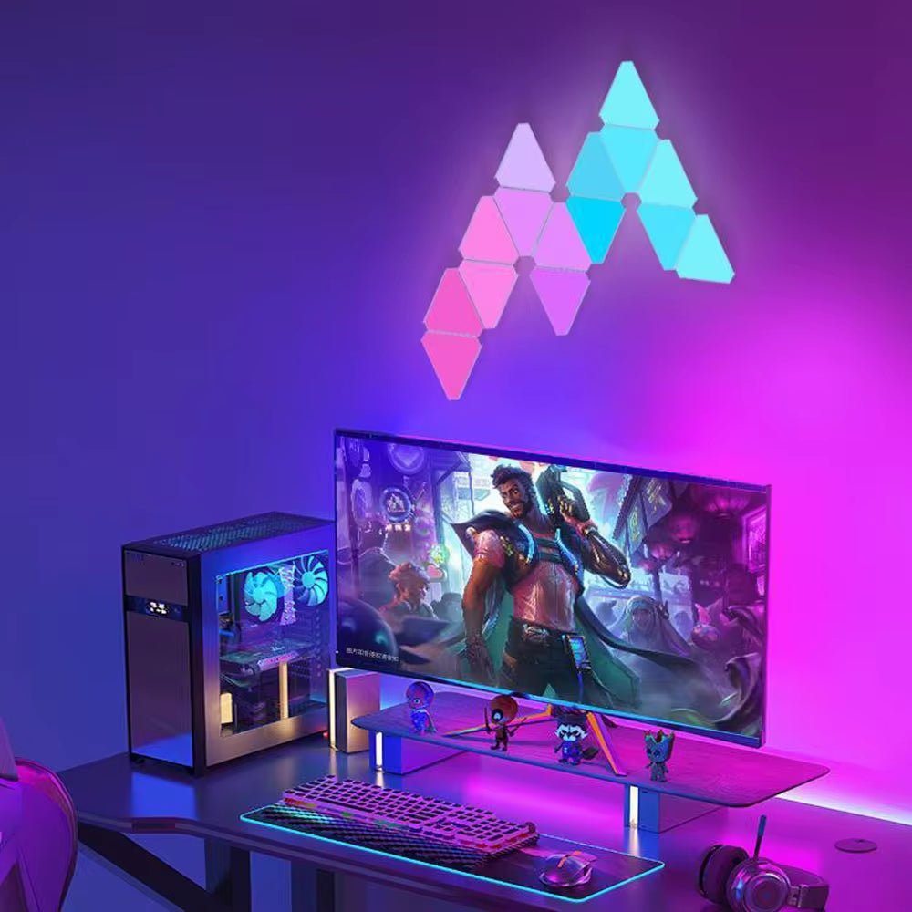RGB WIFI APP Bluetooth LED Triangle Indoor Atmosphere Wall Lamps for Computer Game Bedroom Decoration DIY Quantum Night Light - Zenova
